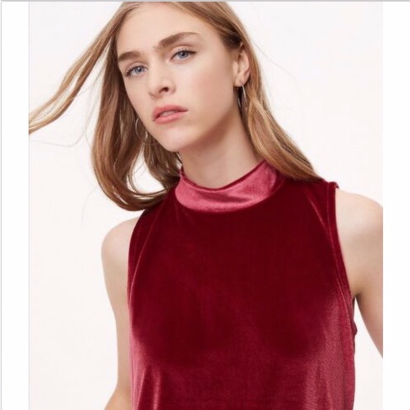 LOFT Tops - LOFT Velvet Mock Neck Swing Shell Blouse Top XL
